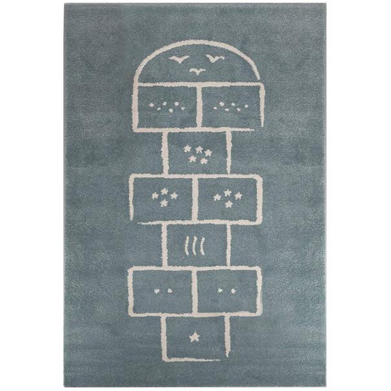 Tapis Enfant Doux Et Ludique Marelle Bleu