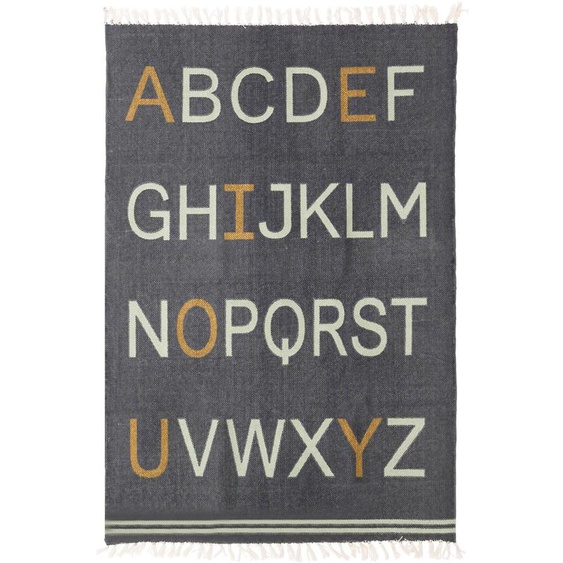 Tapis Enfant En Coton Alphabet Gris
