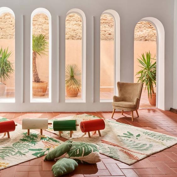 Tapis Enfant Lavable En Coton Botanic Plants Olive, Rose, Châtaigne, Doré,