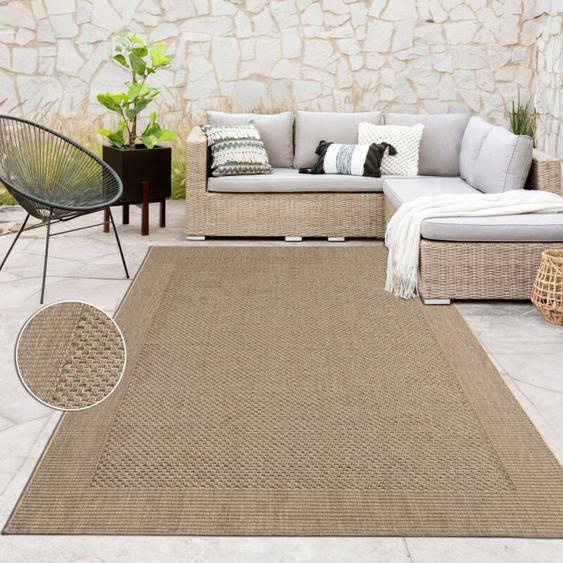 Paco Home - Tapis Exterieur Terrasse Balcon Tapis Cuisine Avec Bordure Aspect Sisal Uni Beige 160x230 cm