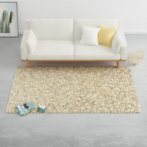 Tapis Galet feutre laine 160x230 cm Beige/Gris/Marron/Chocolat