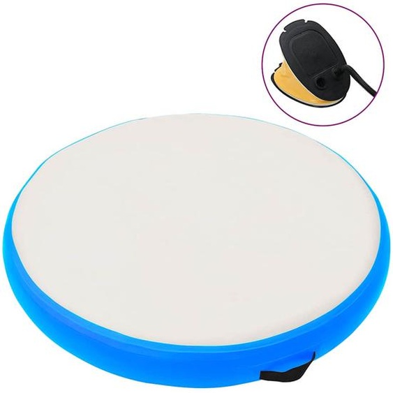 Tapis gonflable de gymnastique avec pompe 100x100x15cm PVC Bleu