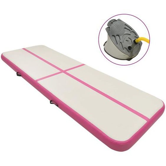 Tapis gonflable de gymnastique avec pompe 300x100x15cm PVC Rose