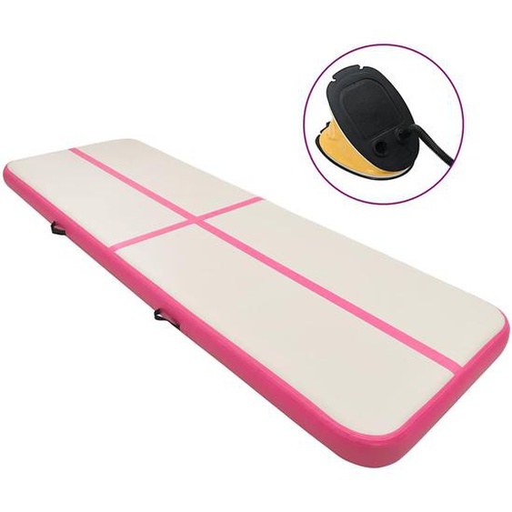Tapis gonflable de gymnastique avec pompe 400x100x20cm PVC Rose
