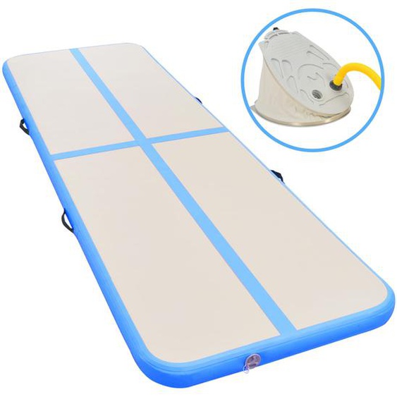 Tapis gonflable de gymnastique avec pompe 500x100x10cm PVC Bleu