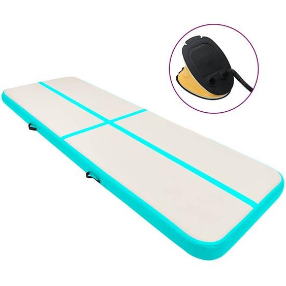 Tapis gonflable de gymnastique avec pompe 500x100x20cm PVC Vert