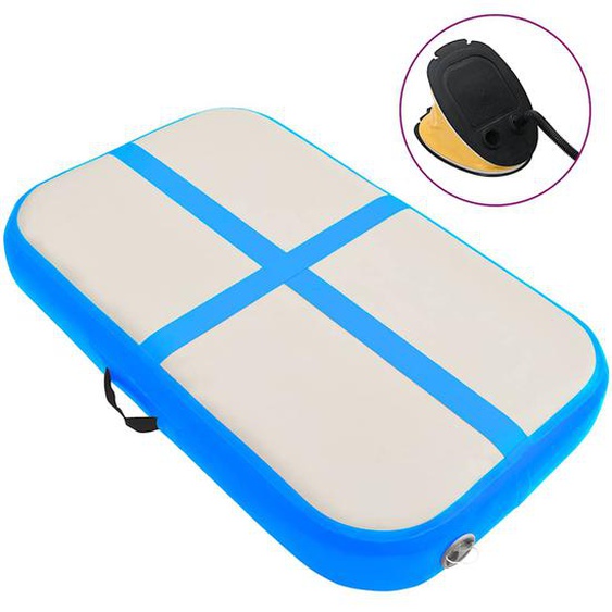 Tapis gonflable de gymnastique avec pompe 60x100x15 cm PVC Bleu