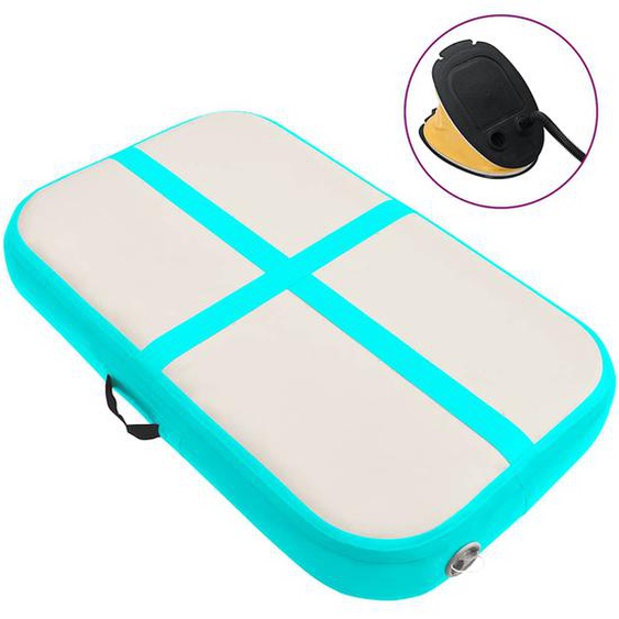 Tapis gonflable de gymnastique avec pompe 60x100x15 cm PVC Vert