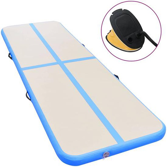 Tapis gonflable de gymnastique avec pompe 700x100x10cm PVC Bleu