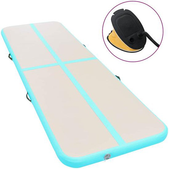 Tapis gonflable de gymnastique avec pompe 700x100x10cm PVC Vert