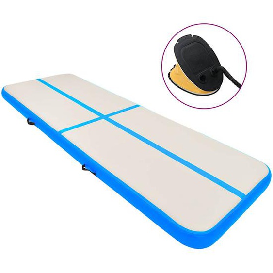Tapis gonflable de gymnastique avec pompe 800x100x15cm PVC Bleu