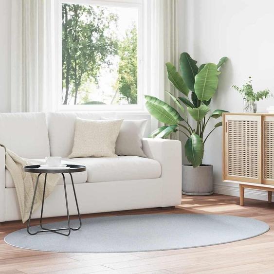 Tapis de surface ovale HUARTE Gris 140 x 200 cm 100% Polyester