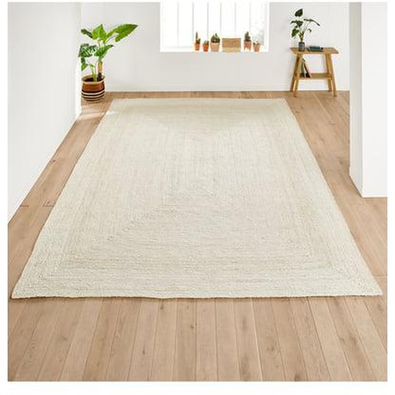 Tapis jute blanchi rectangulaire XXL, Aftas