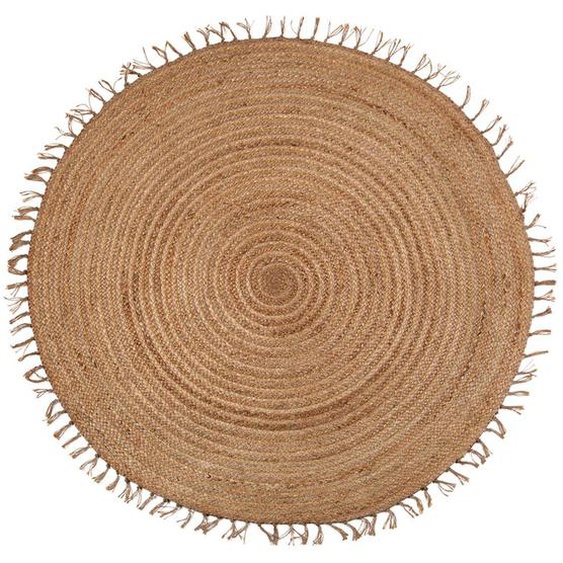 Tapis Jute Rond Avec Fines Franges Abha Jute Naturelle