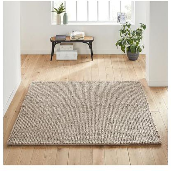 Tapis laine effet tricot forme carrée, Diano