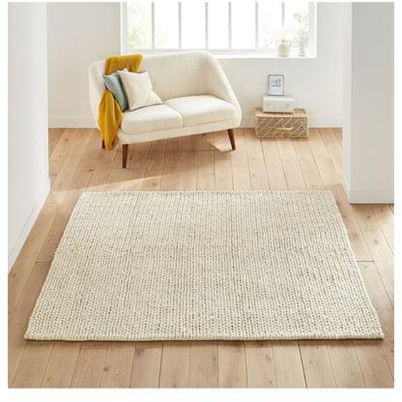 Tapis laine effet tricot forme carrée, Diano