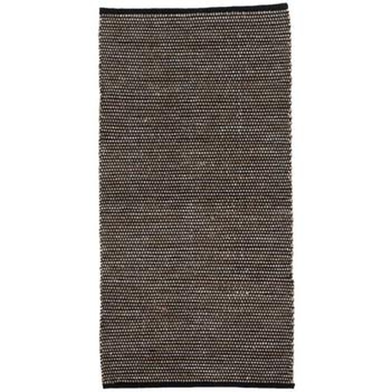 Tapis laine et coton 70 x 140 cm noir/beige
