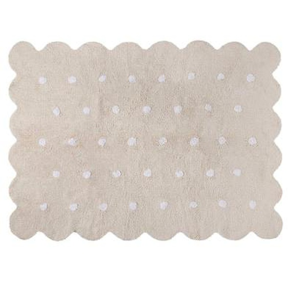 Tapis lavable bord biscuit en coton rose Biscuit