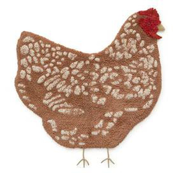 Tapis lavable en coton Poule