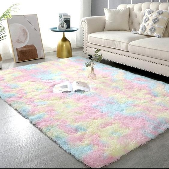 Tapis moelleux - Grands tapis doux 160x200 cm - Arc-en-ciel