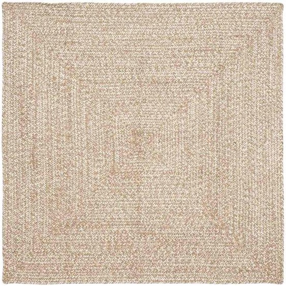 Tapis de surface Carré Naturel et Blanc 120 x 120 cm Jute