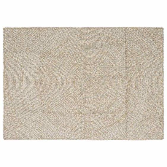 Tapis de surface Naturel et Blanc 140 x 200 cm Jute