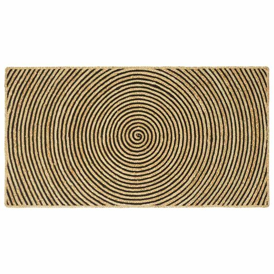 Tapis Naturel et Noir 100 x 200 cm Jute