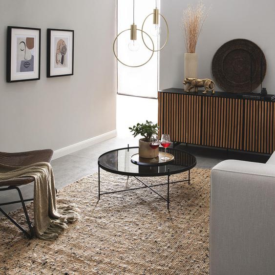 Tapis poil ras de jute Sam natural 160x230 cm - Tapis poil court design moderne pour salon