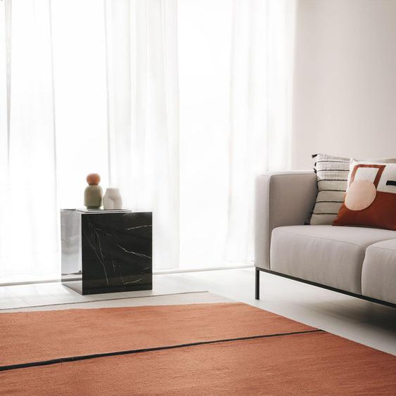 Tapis poil ras en coton Lenny Terracotta 120x170 cm - Tapis poil court design moderne pour salon