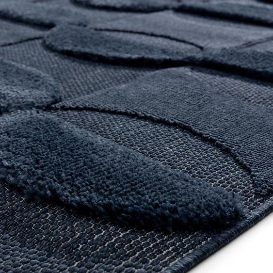 Tapis poil ras Haro Bleu 80x150 cm - Tapis poil court design moderne pour salon
