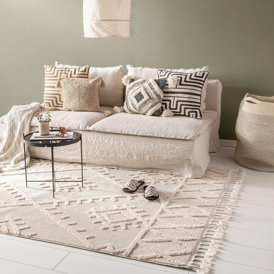 Tapis poil ras Oyo Crème 120x180 cm - Tapis poil court design moderne pour salon