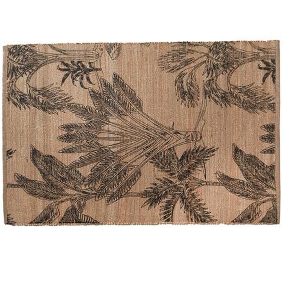 Tapis rectangulaire en jute, motif végétal -