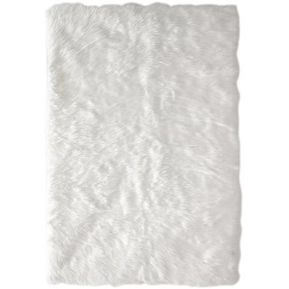 Tapis rectangulaire imitation fourrure à poils longs LAHTI écru