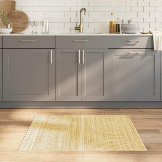 Tapis rectangulaire naturel clair 80x100 cm bambou