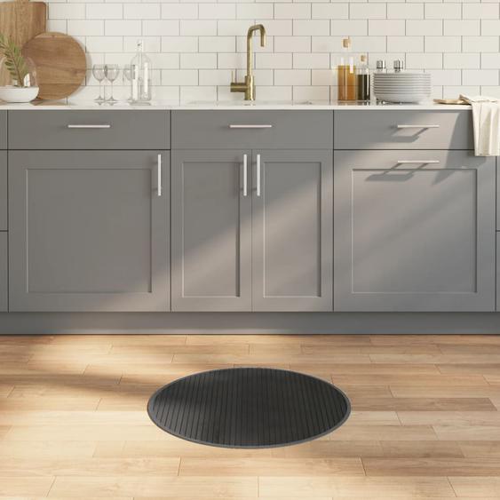 Tapis rond gris 60 cm bambou