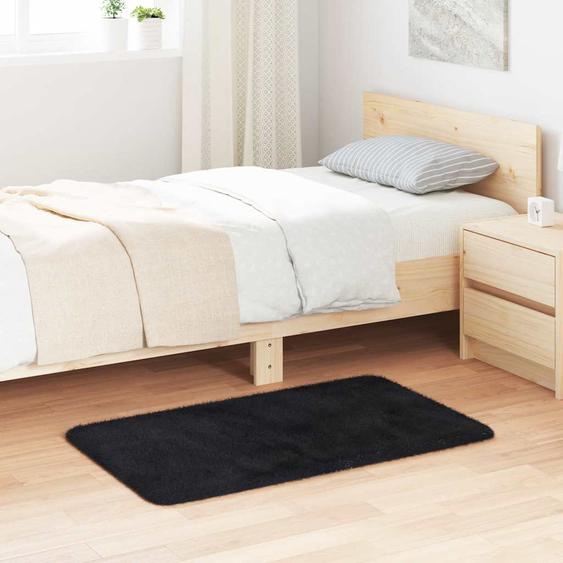 Tapis Shaggy à poils longs NAVARRA noir 60x100 cm polyester