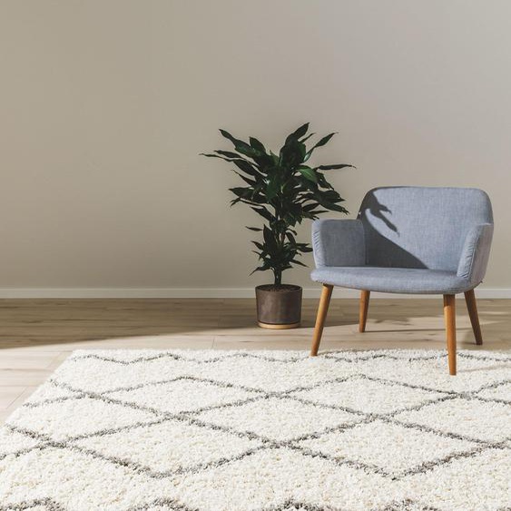 Tapis shaggy à poils longs Soho Crème 80x150 cm - Tapis doux pour salon