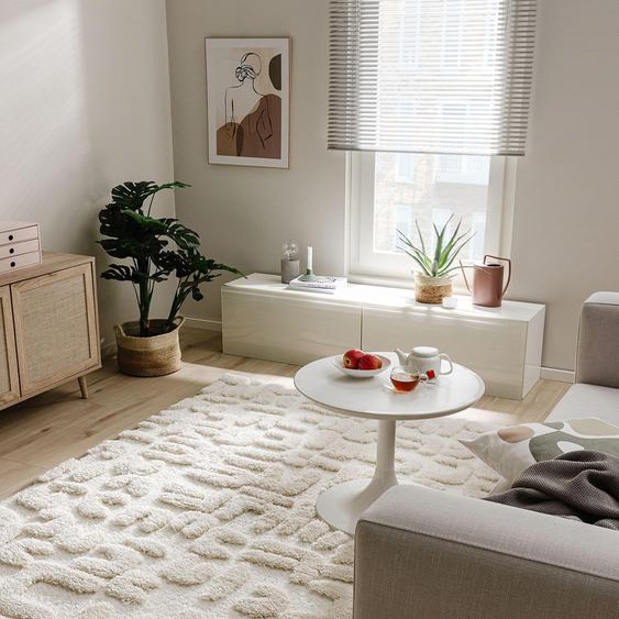 Tapis shaggy à poils longs Tibo Crème/Beige 80x150 cm - Tapis doux pour salon