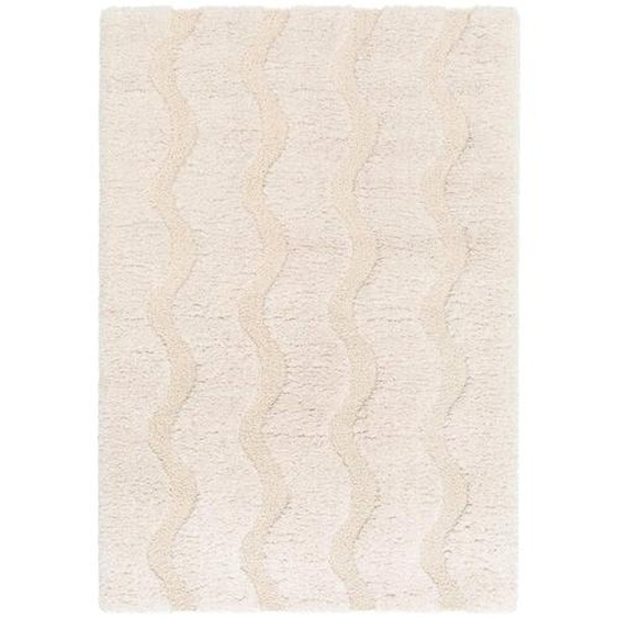 Tapis Shaggy Doux En Polyester Recyclé Avec Relief Pemberley Beige Sable