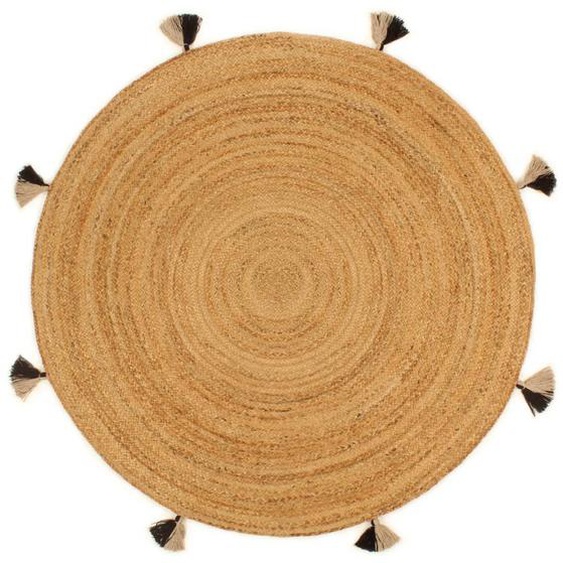 Tapis tressé avec glands 150 cm Jute Rond