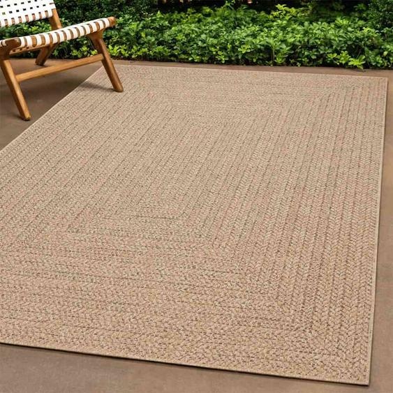 Tapis ZIZUR beige 240x240 cm aspect de jute intérieur extérieur
