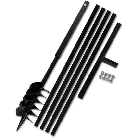 Tarière de sol avec manche 120 mm et tube dextension 5 m Acier