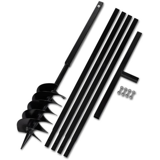 Tarière de sol avec manche 150 mm et tube dextension 5 m Acier