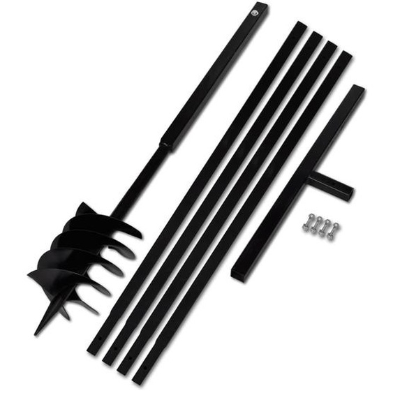 Tarière de sol avec manche 180 mm et tube dextension 5 m Acier