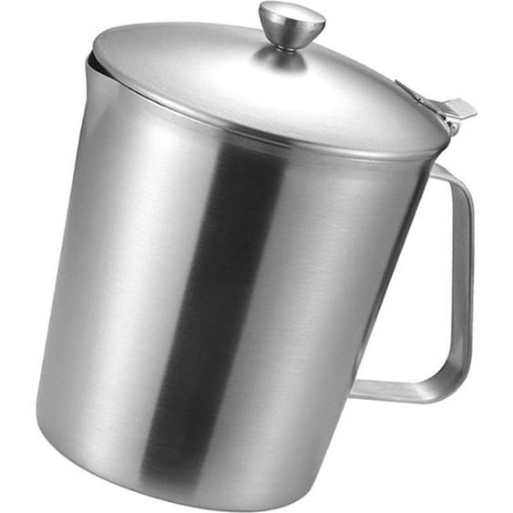 Tasse à mesurer en acier inoxydable à usages multiples Pichet à mousse de lait avec couvercle à poignée pour Latte Art Coffee Bar 500ml