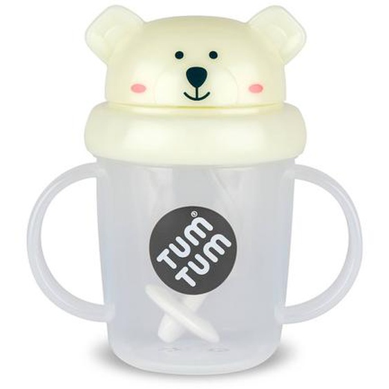 Tasse Anti Fuite + Paille Lestée Ours Polaire Phosphorescent - V3 Jaune