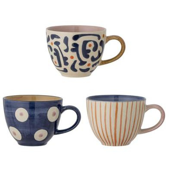 Tasse peinte à la main grès Bloomingville Eviaya set de 3