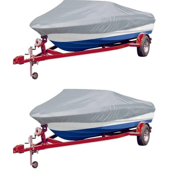 Housses de bateau 2 pcs Gris Longueur 610-671 cm Largeur 254 cm