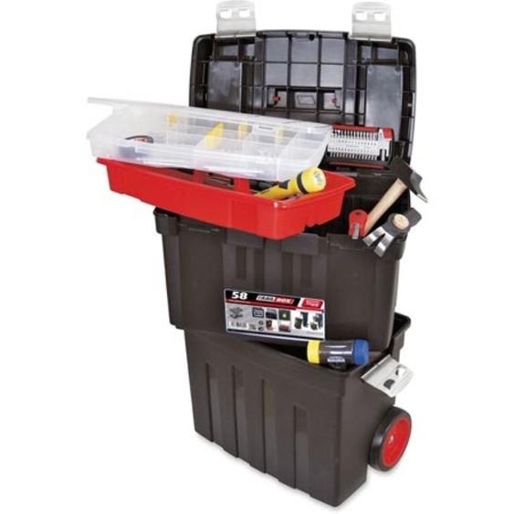 TAYG - MALLETTE DOUTILLAGE - AVEC ROULEMENTS - 470 x 290 x 630 mm - AVEC COMPARTIMENT ET BOÎTE DE TRI