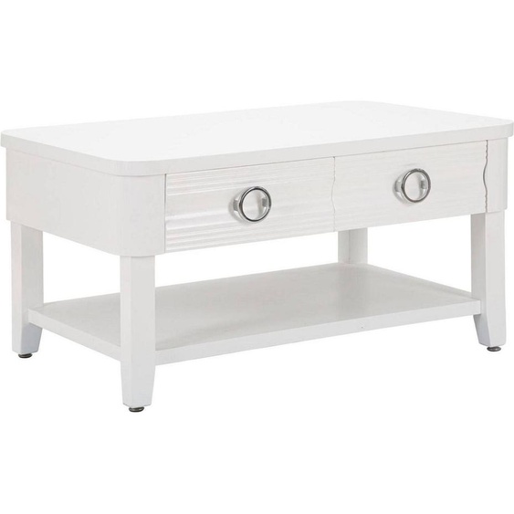 Taylor - Table Basse, 90x60x47h cm Blanc, 2 Tiroirs